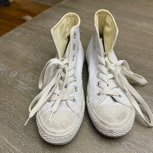 All white high top converse. Size 6